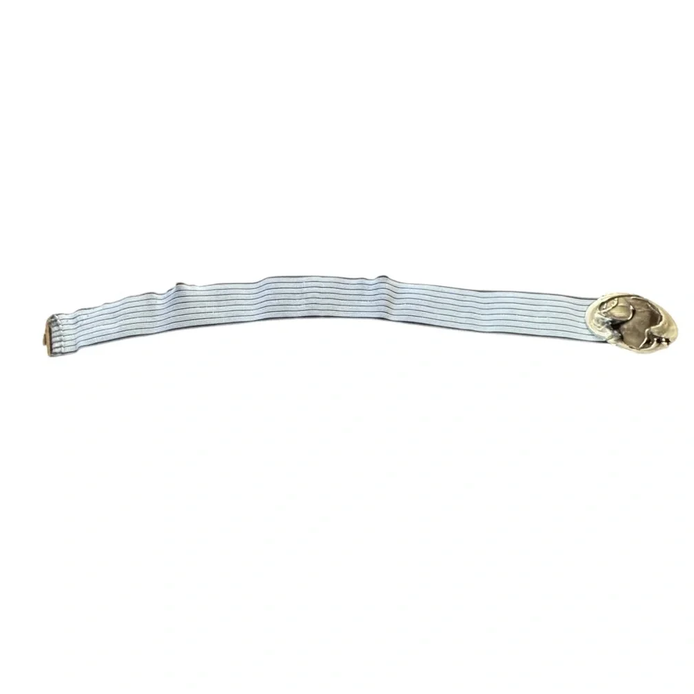 Charmant Beverly Hills Gray White Stretch Belt Gold Black Brown Crane Buckle